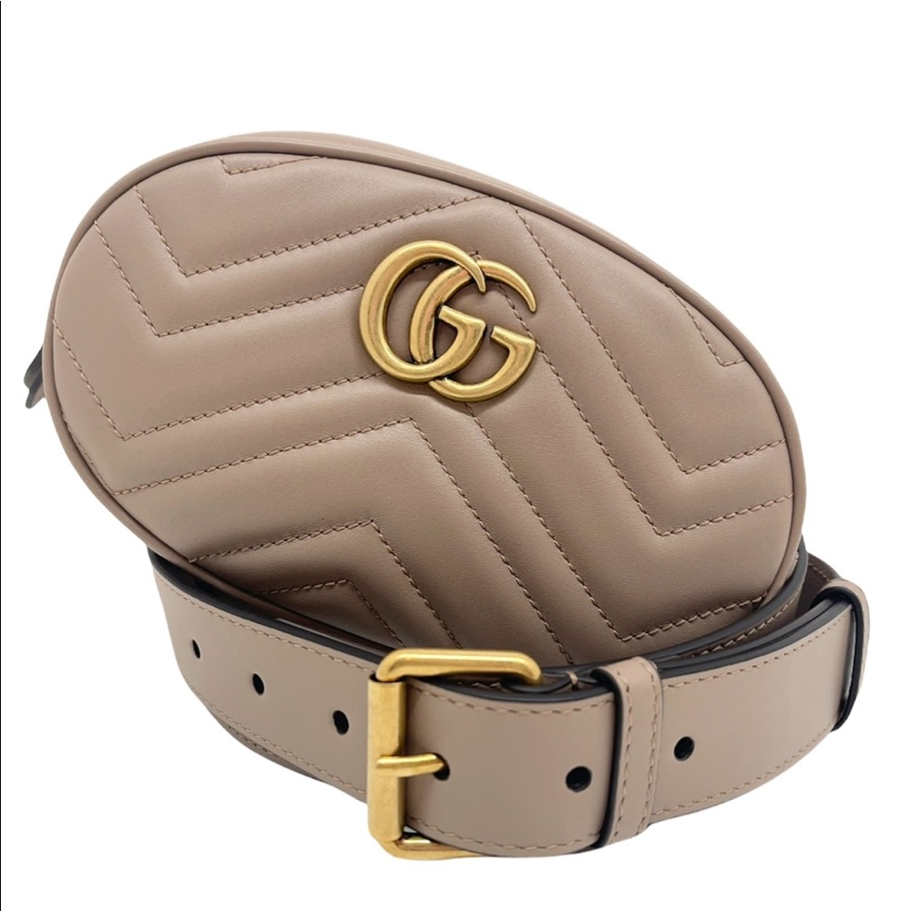 Gucci GG Marmont Porcelain Rose Waist Belt Bag in Sz. 85